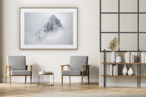 décoration intérieur moderne avec photo de montagne noir et blanc grand format - Aiguilles de Chamonix en noir et blanc - Mont Blanc