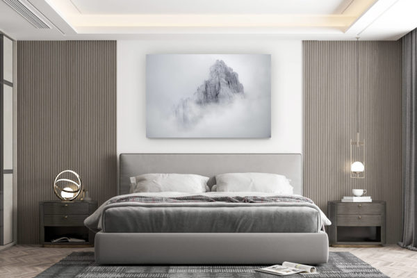 décoration murale chambre design - achat photo de montagne grand format - Aiguilles de Chamonix en noir et blanc - Mont Blanc