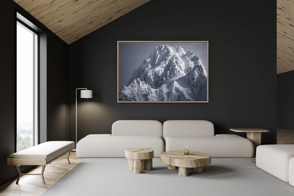 swiss chalet decoration - swiss chalet interior - large mountain picture - Mountain image - Massifs Alpes Mont Blanc