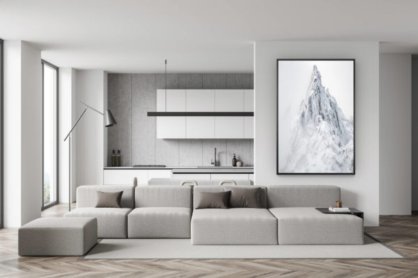 décoration murale salon suisse - photo montagne noir et blanc - déco salle à manger tendance - photo montagne aiguilles de chamonix - météo chamonix - montagnes avec de la neige