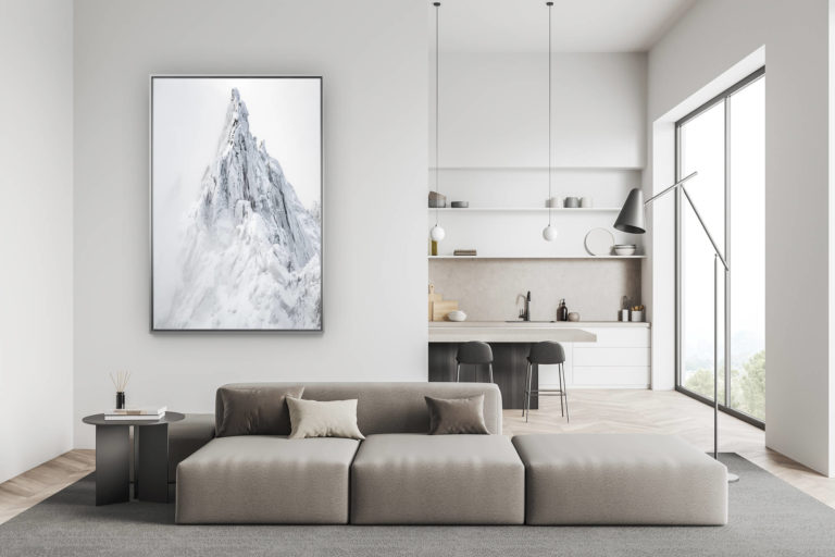 décoration salon suisse moderne - déco montagne photo grand format - photo montagne aiguilles de chamonix - météo chamonix - montagnes avec de la neige