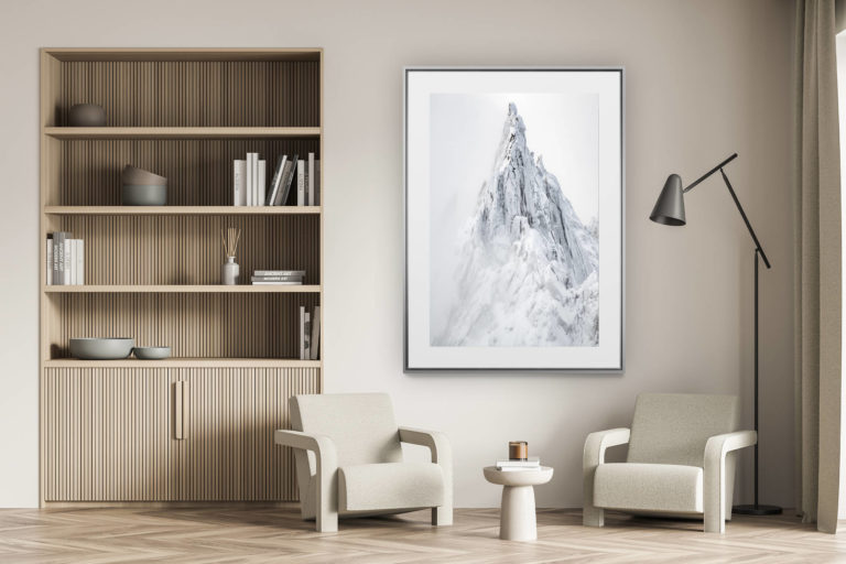 décoration murale salon - photo montagne alpes suisses noir et blanc - photo montagne aiguilles de chamonix - météo chamonix - montagnes avec de la neige
