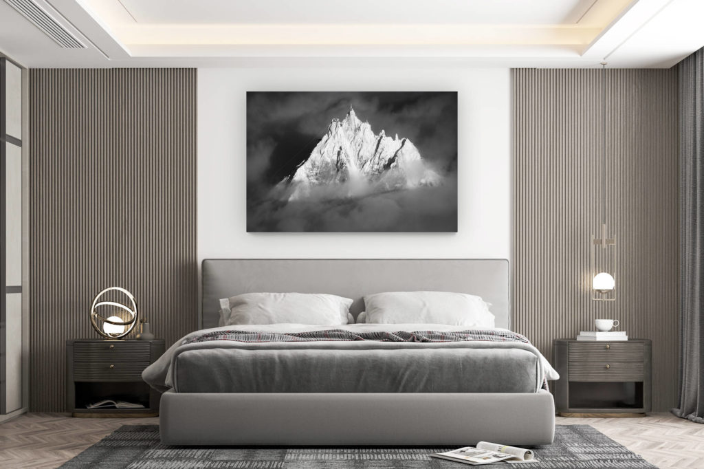 wanddekoration zimmer design - bergfoto kaufen großformat - foto midi nadel winter