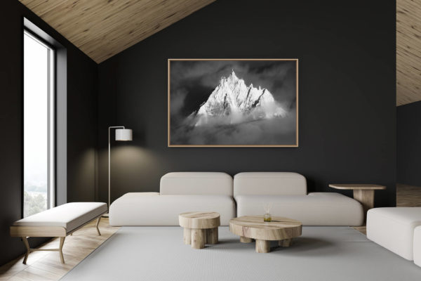 décoration chalet suisse - intérieur chalet suisse - photo montagne grand format - photo aiguille du midi hiver