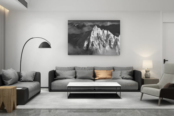 décoration salon contemporain suisse - cadeau amoureux de montagne suisse - image aiguille du midi artistique montagne photo