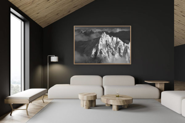 décoration chalet suisse - intérieur chalet suisse - photo montagne grand format - image aiguille du midi artistique montagne photo