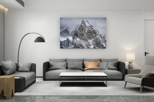 décoration salon contemporain suisse - cadeau amoureux de montagne suisse - Photo paysage montagne - Aiguille Noire de Peuterey - Photos montagnes rocheuses