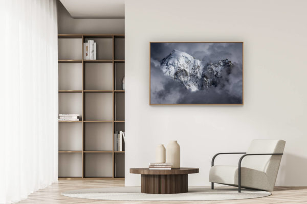 moderne Wohnungseinrichtung - art deco design - Bergfoto Mont Blanc Massiv - Aiguille Verte