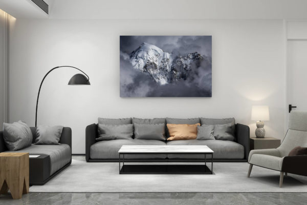 décoration salon contemporain suisse - cadeau amoureux de montagne suisse - Photo montagne massif du Mont Blanc - Aiguille Verte