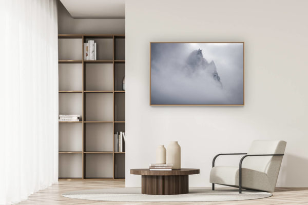 modern apartment decoration - art deco design - Aiguilles du midi Chamonix in black and white - Mont Blanc - Aiguille de Blaitière