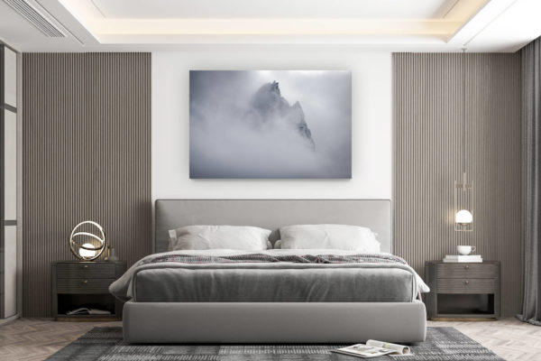 décoration murale chambre design - achat photo de montagne grand format - Aiguilles du midi Chamonix en noir et blanc - Mont Blanc - Aiguille de Blaitière