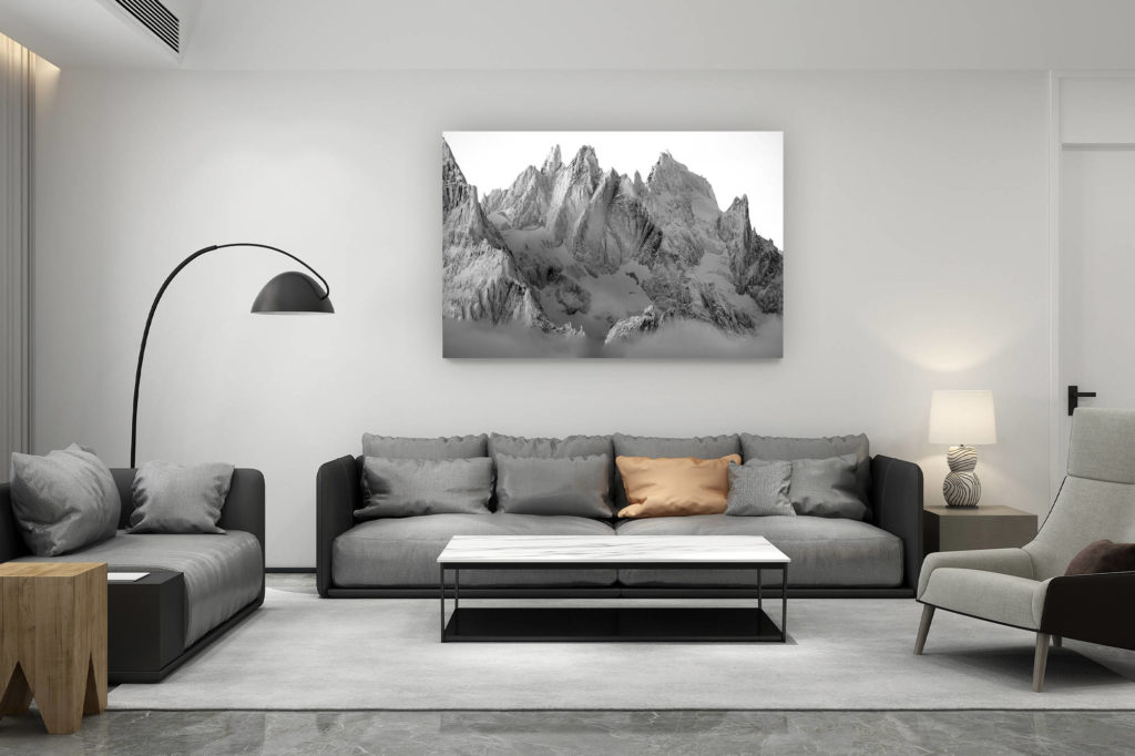 décoration salon contemporain suisse - cadeau amoureux de montagne suisse - Photo Mont Blanc - Aiguille de Chamonix