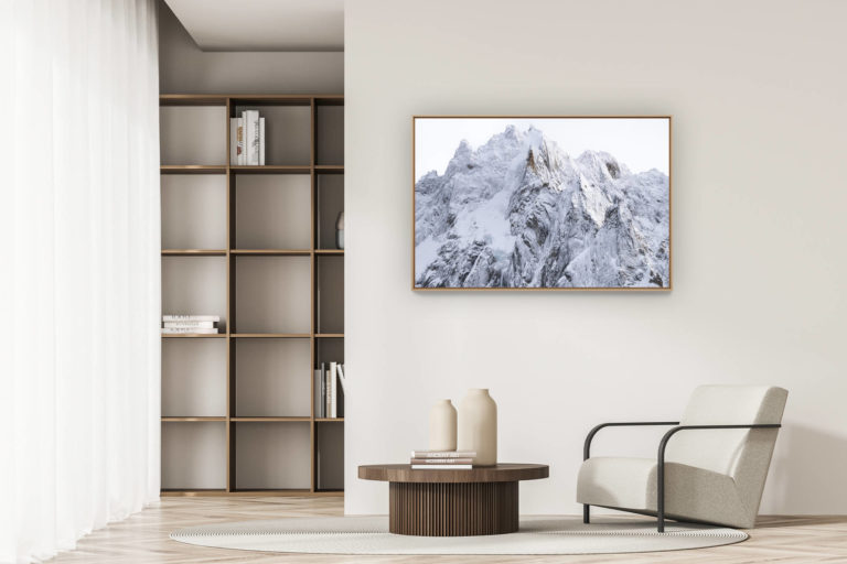 décoration appartement moderne - art déco design - Photographie des Aiguilles de Chamonix après une tempète de neige