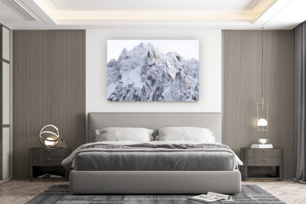 décoration murale chambre design - achat photo de montagne grand format - Photographie des Aiguilles de Chamonix après une tempète de neige