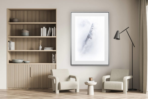 décoration murale salon - photo montagne alpes suisses noir et blanc - Les Aiguilles du midi Chamonix en noir et blanc - Mont Blanc - Aiguille deux Aigles - Dent du Crocodile