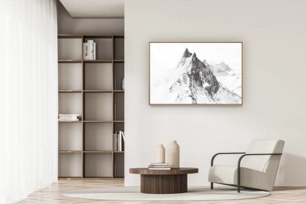 modern apartment decoration - art deco design - panoramic mountain view - Arolla red needles Mont Blanc de Cheillon and la Ruinette