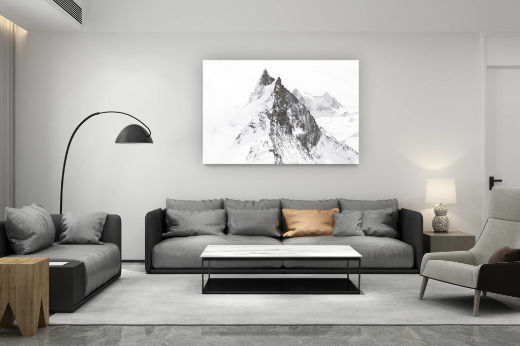 décoration salon contemporain suisse - cadeau amoureux de montagne suisse - Vue panoramique de montagne - Arolla aiguilles rouges Mont Blanc de Cheillon et la Ruinette