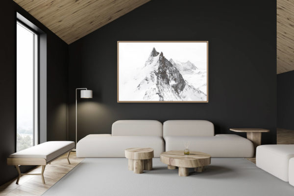 décoration chalet suisse - intérieur chalet suisse - photo montagne grand format - Vue panoramique de montagne - Arolla aiguilles rouges Mont Blanc de Cheillon et la Ruinette