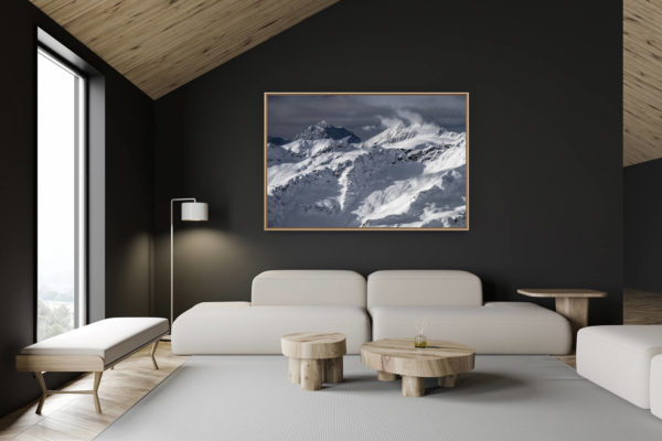 décoration chalet suisse - intérieur chalet suisse - photo montagne grand format - image montagne Val d'hérens - Aiguilles Rouges d'Arolla