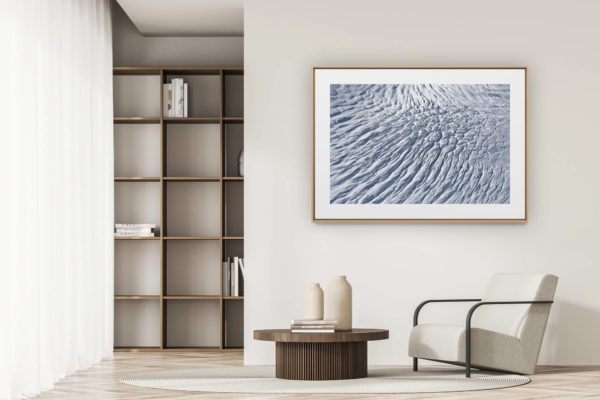 déco tendance salon moderne - photo montagne noir et blanc grand format - glacier d aletsch - Photo abstraite des crevasses glacier suisse aletsch dans les Alpes Bernoises