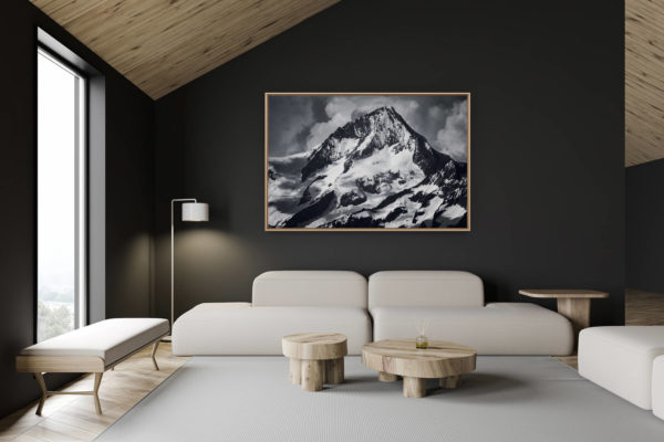 décoration chalet suisse - intérieur chalet suisse - photo montagne grand format - Sommet des alpes bernoises suisse - Aletschhorn vu de Saas