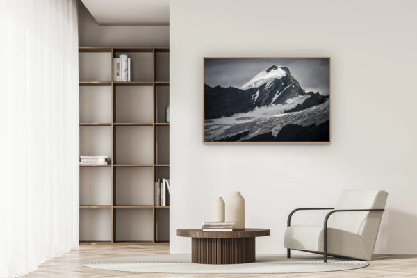 moderne Wohnungsdekoration - art deco design - Allalinhorn - Foto von den Berggipfeln von Zermatt in den Walliser Alpen in der Schweiz