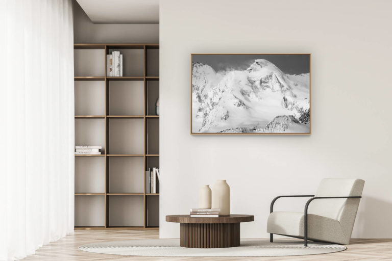 décoration appartement moderne - art déco design - Allalinhorn, sommet des Alpes suisses en noir et blanc -