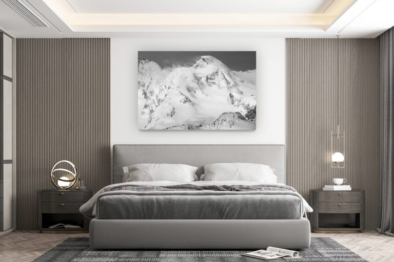 décoration murale chambre design - achat photo de montagne grand format - Allalinhorn, sommet des Alpes suisses en noir et blanc -