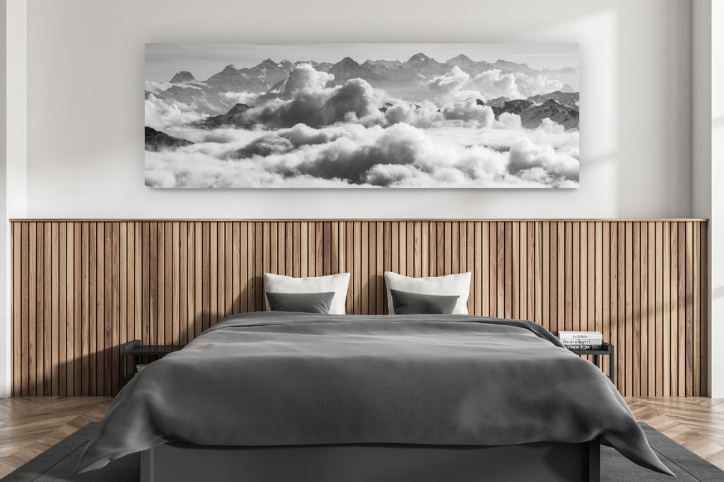 décoration murale chambre adulte moderne - intérieur chalet suisse - photo montagnes grand format alpes suisses - Image montagne panoramique Alpes Bernoises suisses - Photo alpes Bernoises