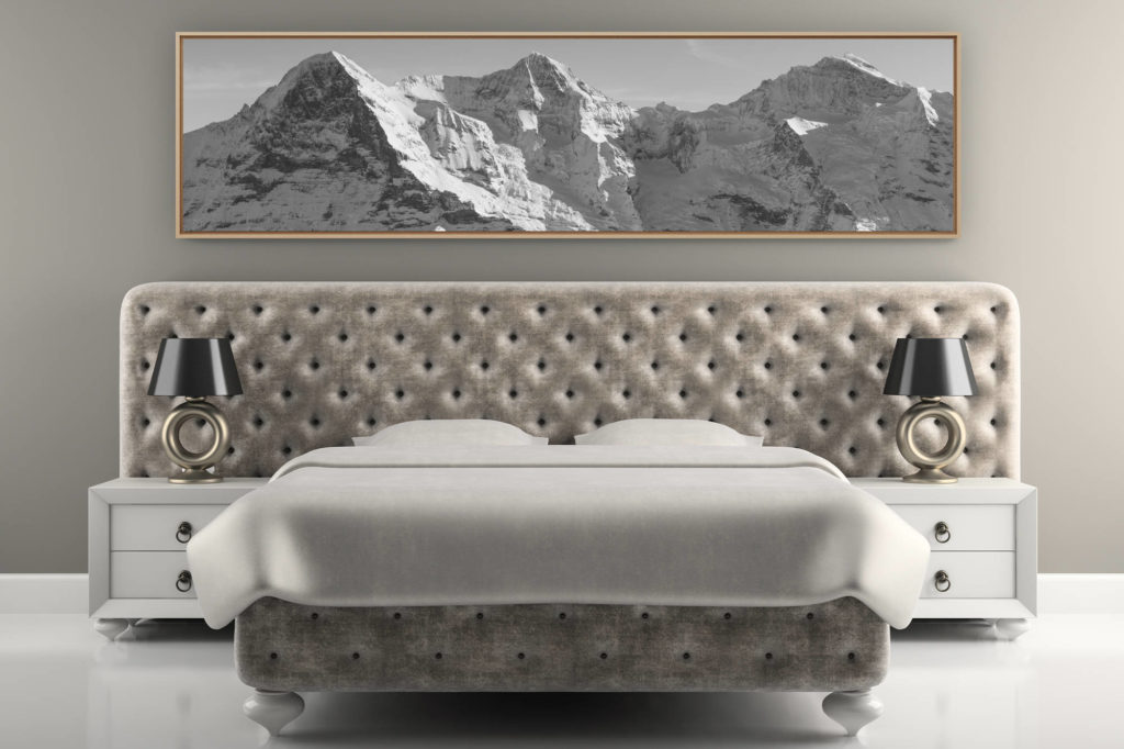 décoration murale chambre adulte luxe - photo montagne noir et blanc - Panorama noir et blanc des Alpes Bernoises - Montagnes rocheuses en suisse