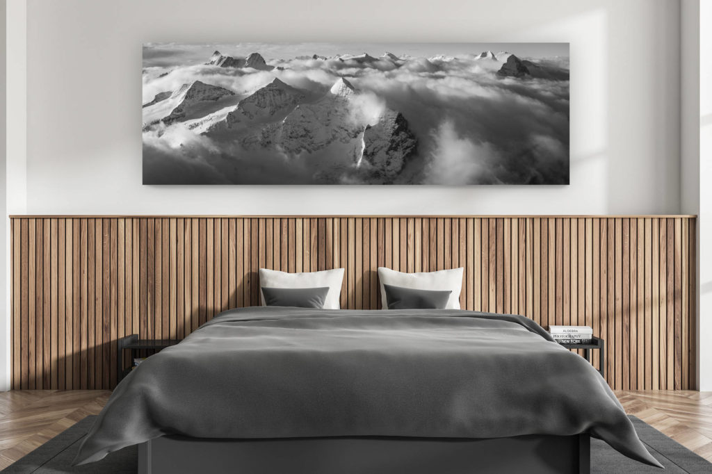 décoration murale chambre adulte moderne - intérieur chalet suisse - photo montagnes grand format alpes suisses - Panorama montagne - Vue panoramique montagne des Alpes Bernoises