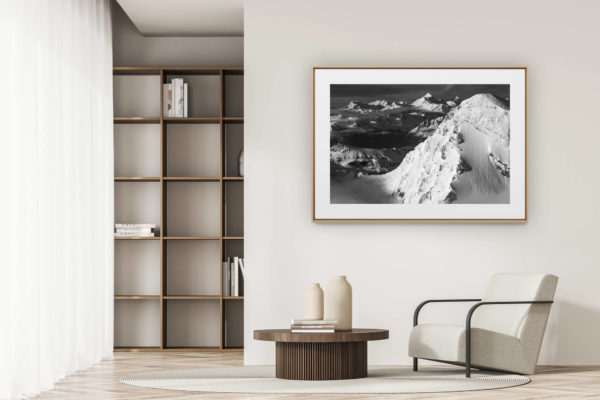 déco tendance salon moderne - photo montagne noir et blanc grand format - Photos de montagnes au printemps dans les Alpes suisses et Alpes Bernoises