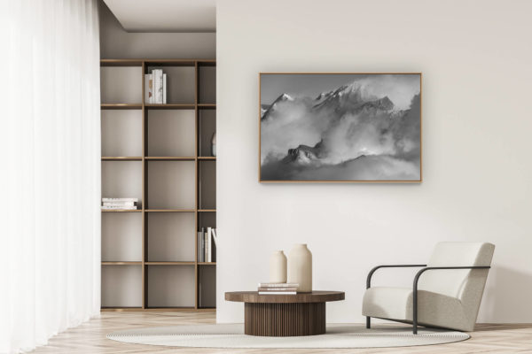 décoration appartement moderne - art déco design - ambiance des montagnes noir et blanc dans les Alpes Bernoises en Suisse