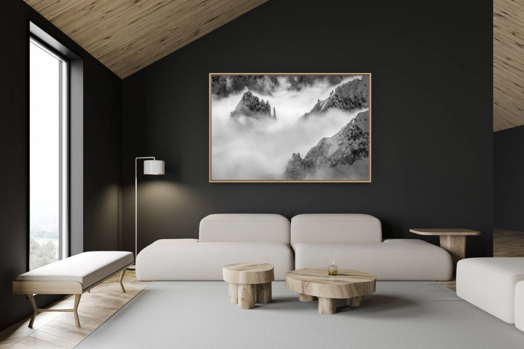 swiss chalet decoration - swiss chalet interior - large mountain picture - Mont Blanc massif picture - Mountain picture - La Brenva