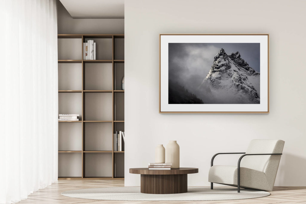 déco tendance salon moderne - photo montagne noir et blanc grand format - Val d'Anniviers - Photos des alpes suisses