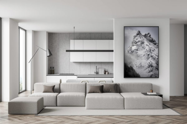 décoration murale salon suisse - photo montagne noir et blanc - déco salle à manger tendance - Montagne valais - val d'Anniviers
