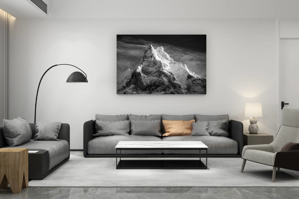 décoration salon contemporain suisse - cadeau amoureux de montagne suisse - Photo Val d'Anniviers - image montagne Besso vue de Zinal