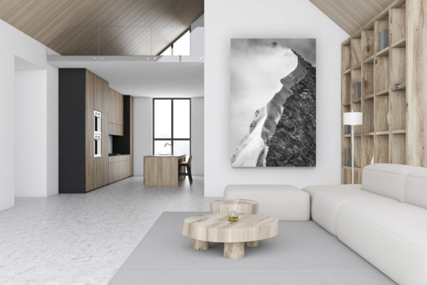 dekoration luxus chalet schweiz - bergfoto großformat vertikal - wanddekoration design - -.