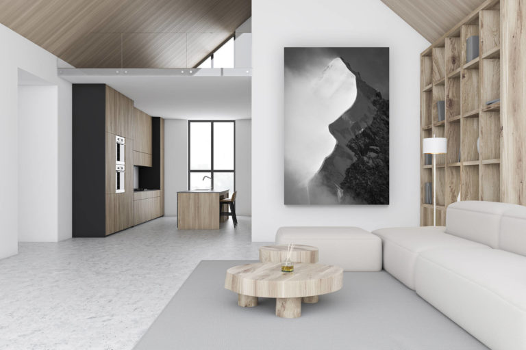 décoration chalet luxueux suisse - photo montagne grand format verticale - décoration murale design -