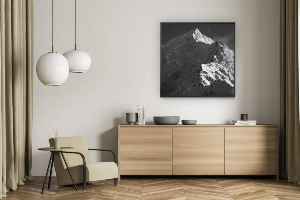 décoration murale salon - tableau photo montagne alpes suisses noir et blanc -