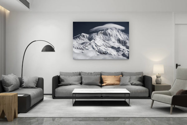 décoration salon contemporain suisse - cadeau amoureux de montagne suisse - Photo montagne Val d'Anniviers - Bishorn - Grand Gendarme -Weisshorn