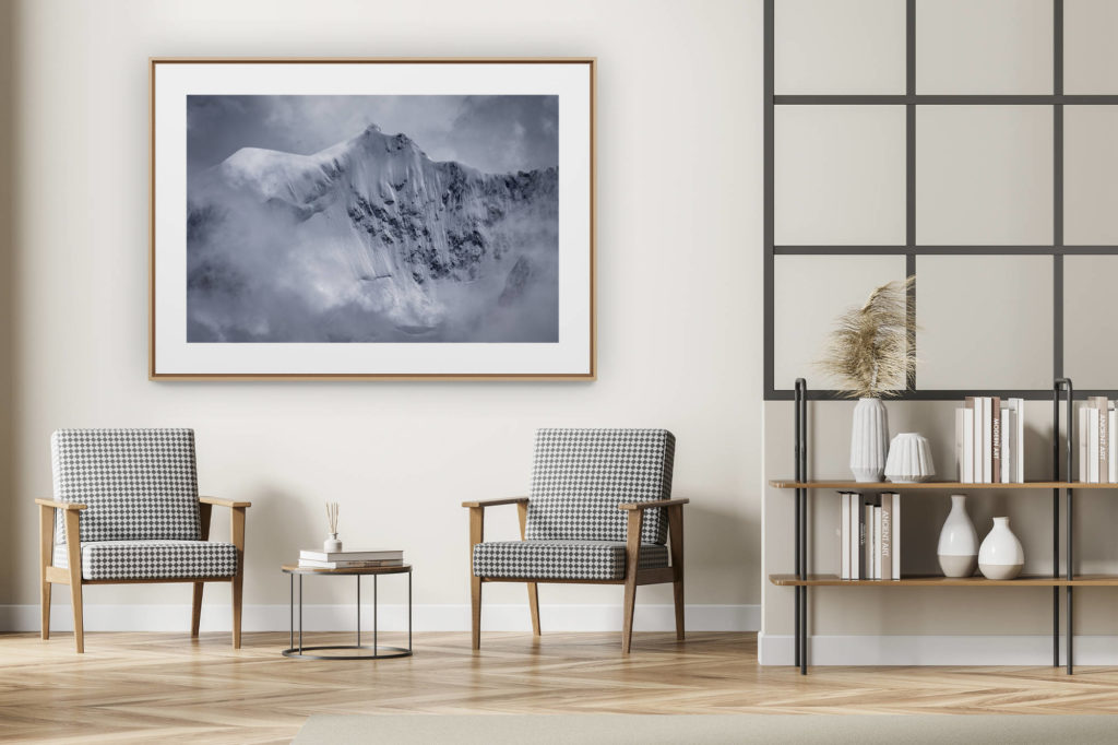 décoration intérieur moderne avec photo de montagne noir et blanc grand format - Photos montagnes rocheuses val d'Anniviers