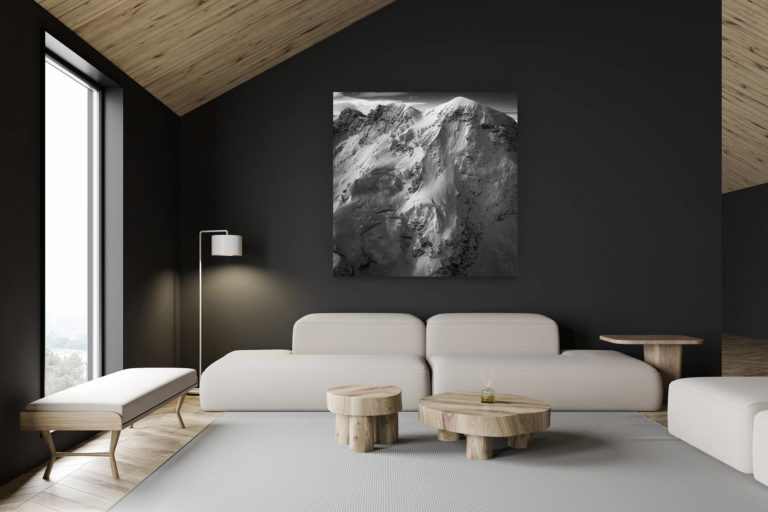 architecte intérieur rénovation chalet suisse - photo montagne grand format - Breithorn - images montagnes alpes de Zermatt en noir et blanc