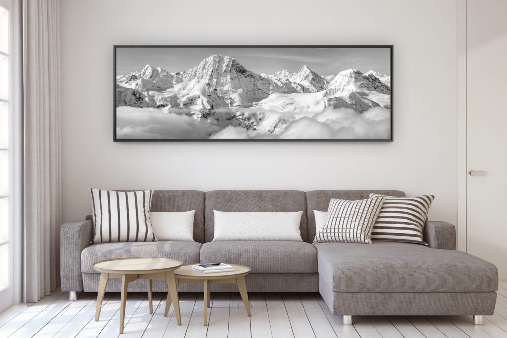 décoration murale design salon moderne - photo montagne grand format - Panorama montagne Alpes Breithorn - Grindelwald -