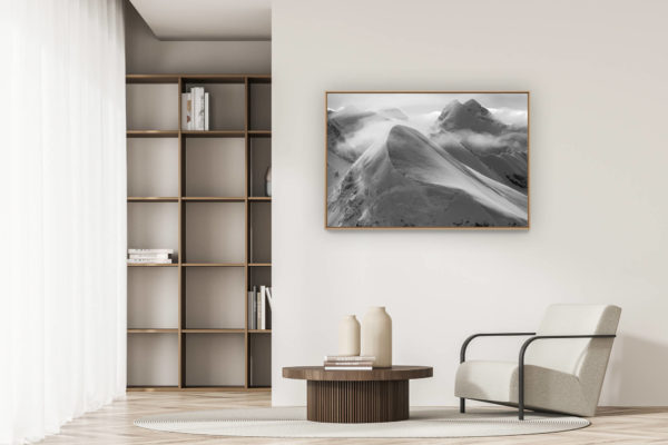 décoration appartement moderne - art déco design - Breithorn - Lyskamm - vallée de zermatt noir et blanc - zermatters breithorn