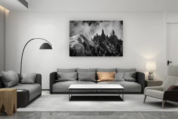 décoration salon contemporain suisse - cadeau amoureux de montagne suisse - Photo du mont blanc - Massifs des Alpes - Castle Rock - Arrête de la Brenva