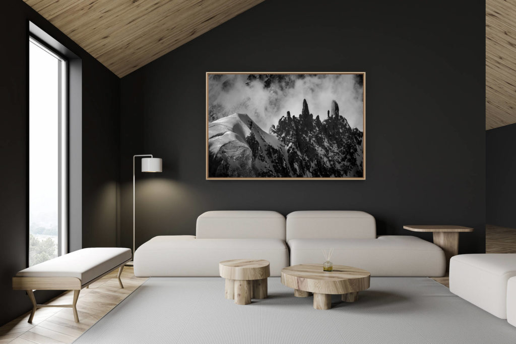 swiss chalet decoration - swiss chalet interior - large mountain picture - Mont Blanc picture - Alps mountains - Castle Rock - Stop Brenva
