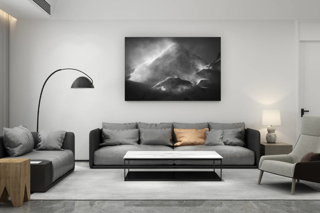 zeitgenössische Wohnzimmerdekoration aus der Schweiz - Geschenk für Schweizer Bergliebhaber - Zermatt Tal - Bilder Walliser Berge aus der Schweiz -. Castor