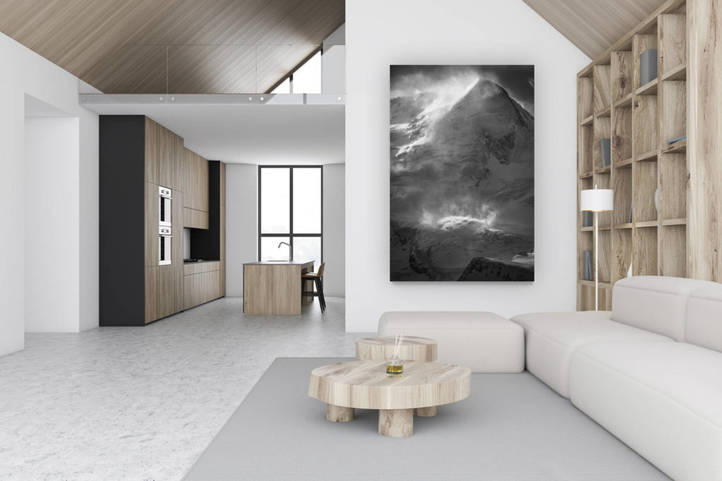 luxus chalet dekoration schweiz - großformatiges vertikales Bergfoto - Wanddekoration Design - Zermatt Tal Foto-. Castor