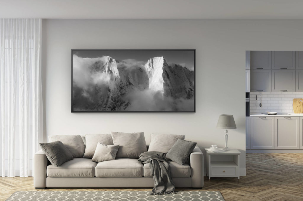 déco salon rénové - tendance photo montagne grand format - Panorama photo Cengalo - Badile - image montagne Alpes